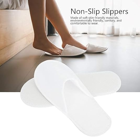 Image of White Disposable Slippers, Cotton Closed Toe Spa Slippers for Women and Men, Breathable Non-Slip Slippers for Hotel, Guests, Travel (Pack 1 Pairs)