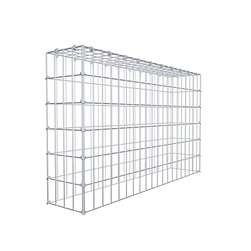 GABIONA Gabione tipo 3 rettangolare, larghezza maglie 5 x 10 cm, profondità 20 cm, gabbione 100 x 60 x 20 cm (lunghezza x altezza x profondità), anello a C