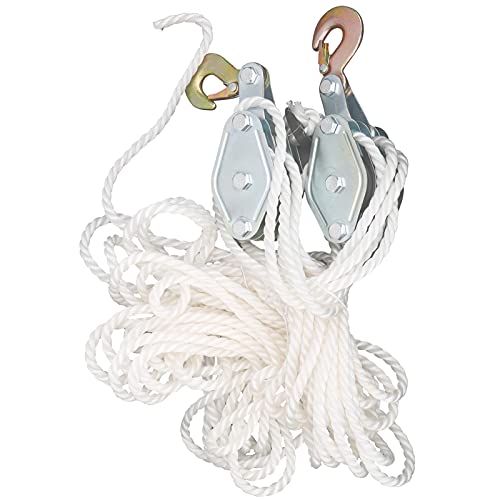 Heavy Du Block and Tackle - Sistema de polea de aparejos, carga de 4000 libras, acero galvanizado con cuerda de nailon resistente para elevación industrial y aplicaciones pesadas