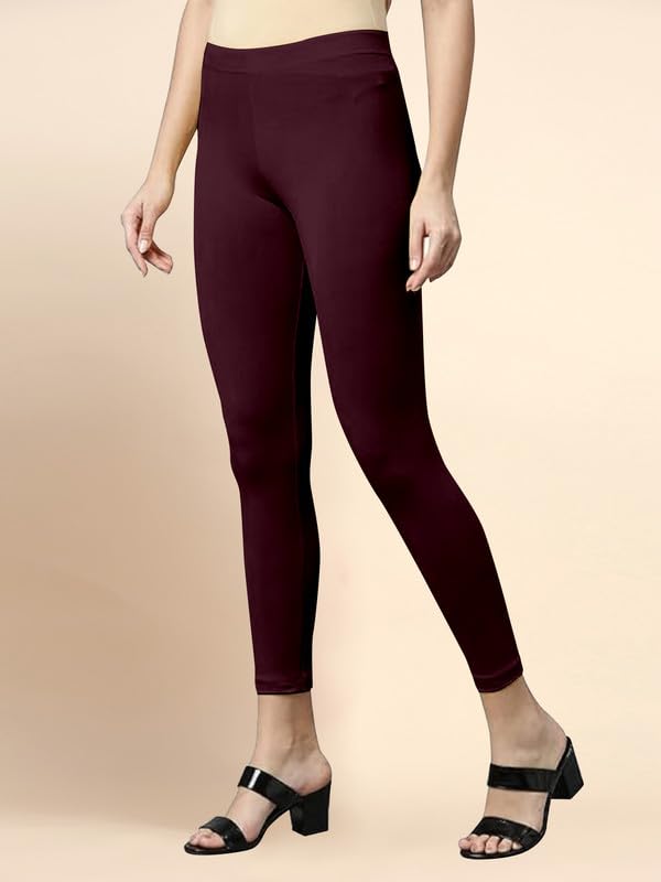 Image of TRENDMALLS Women's Microfiber Elastane Stretch Soft Cropped Leggings with Ultrasoft Waistband for Women