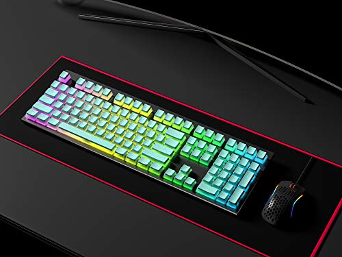 HK Gaming Pudding Keycaps Set | Doubleshot PBT Keycap Set | Full 108 OEM Profile Key Set | ANSI US-Layout | for Mechanical Keyboard | Compatible with Cherry MX, Gateron, Kailh, Outemu | Blue