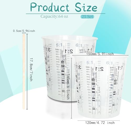 25 piezas vasos medidores 64 oz de plástico desechable miniatura 2