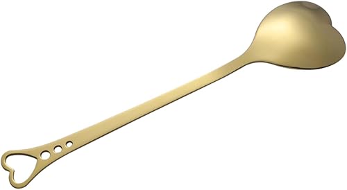 DECHOUS Cuchara de acero inoxidable Cuchara chapada en oro Cuchara espesa Cuchara exquisita cuchara en forma de corazón Cuchara única Cuchara