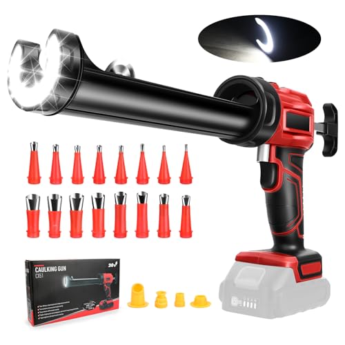Akku-Kartuschenpistole 20V Akku Kartuschenpresse mit LED-Licht und 16 Düsen 4 Gang Elektrische Silikonpistole Silikonpistole Kartuschenpistole Akku für Abdichten Spachteln Auslaufsicher