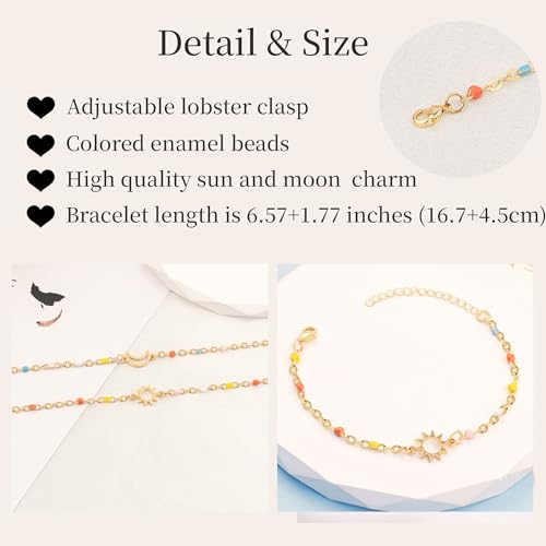 Image of Matching Aunt and Niece Bracelet for 2, Sun and Moon Bracelets for Aunt and Niece Inspirational Jewelry Christmas Birthday Gifts Aunt and Niece Gifts