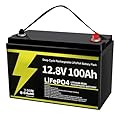 12V 100Ah LiFePO4 Lithium Battery, Group 31 Built-in 100A Smart BMS 1280Wh Battery, 15000+ Cycles?IP 65 Waterproof 12 Volt with Low-Temp Protection for Solar System, RV, Home Backup Golf Cart