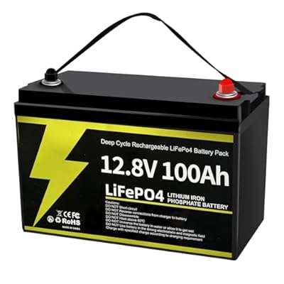 12V 100Ah LiFePO4 Lithium Battery, Group 31 Built-in 100A Smart BMS 1280Wh Battery, 15000+ Cycles?IP 65 Waterproof 12 Volt with Low-Temp Protection for Solar System, RV, Home Backup Golf Cart