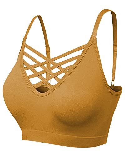 Womens Comfort No Pad Seamless Crisscross Cutout Strappy Bra Crop Top Cage Bralette Adjustable Strap