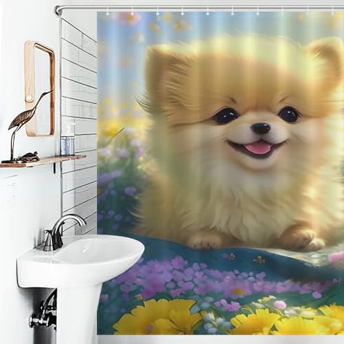 Rideau de douche imperméable lavable polyester 12 crochets - 6