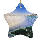 Keramik-Anhänger in Sternform mit Wasserfall und Regenbogen, doppelseitiger Druck, geeignet für die Dekoration für Weihnachten