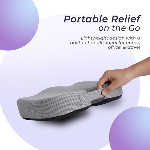 Image of Billebon Orthopedic Coccyx Seat Cushion for Tailbone & Sciatica Pain Relief| High-Density Memory Foam Chair Cushion for Hip & Lower Back Support| Ergonomic for Office| Car & Home - Grey