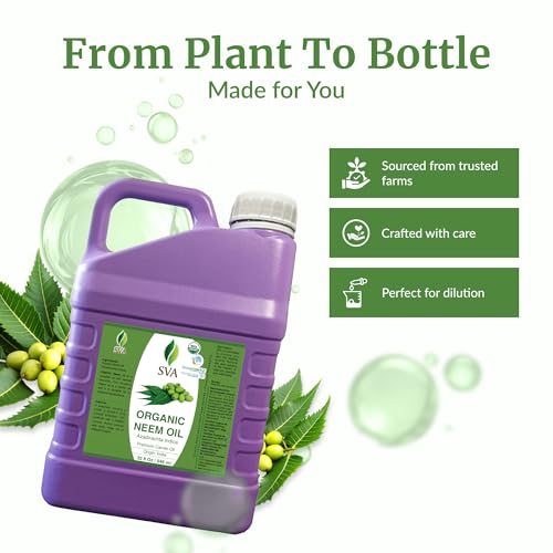 Image of SVA Organic Neem Seed Carrier Oil, Huge Bottle, 32 Fl Oz (946 ml) | Neem Seed Oil for Hair Care, Scalp Massage, Skin Care, Face Care, Body Massage, Spray & DIY Beauty Blends, Large Bottle