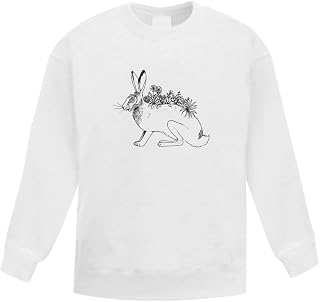Azeeda 'Floral Hare' Kid's Sweatshirt/Jumper (9-11 Years) (KW00046276)