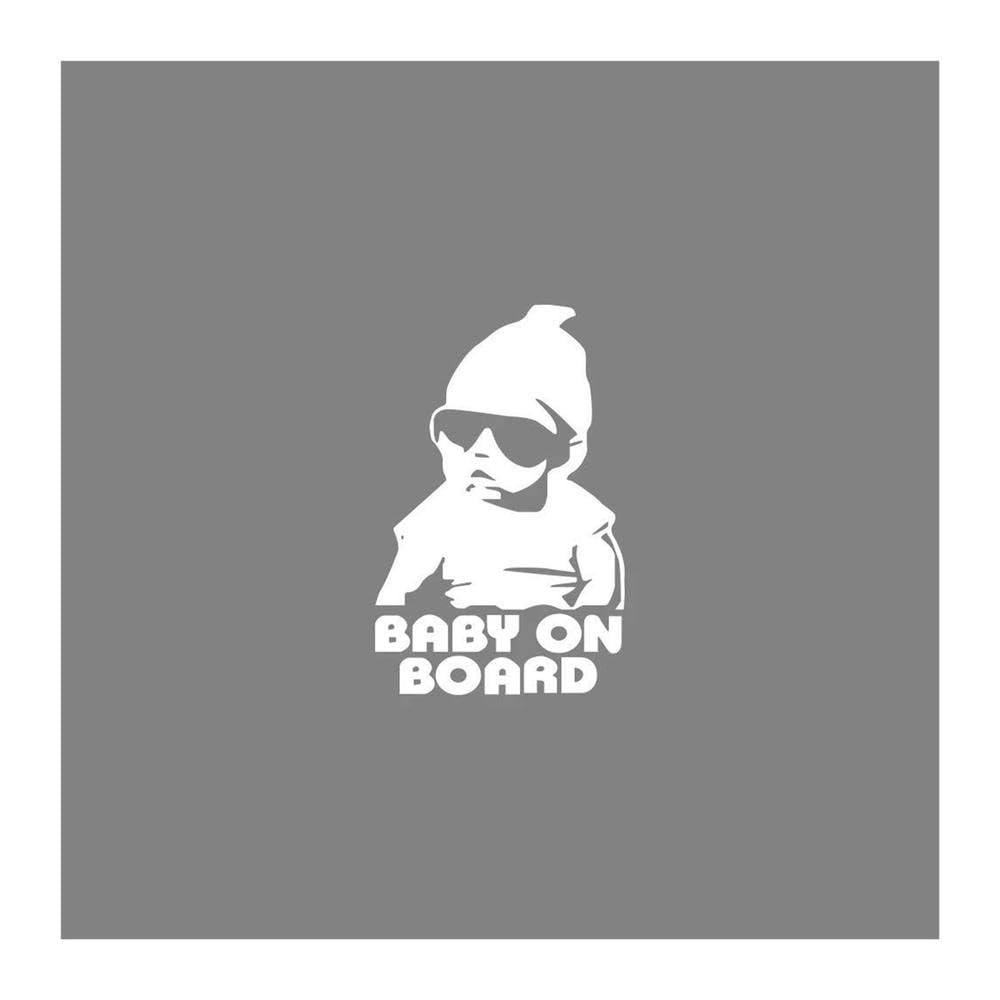 Universal Baby On Board Styling PVC Sticker for Car Truck SUV Rear Windscreen Vinyl Film Safety Warning Decals(Glossy White)