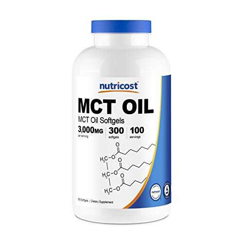 Nutricost MCT Oil Softgels 1000mg, 300 SFG (3,000mg Serv) - Great for Keto, Ketosis, and Ketogenic Diets