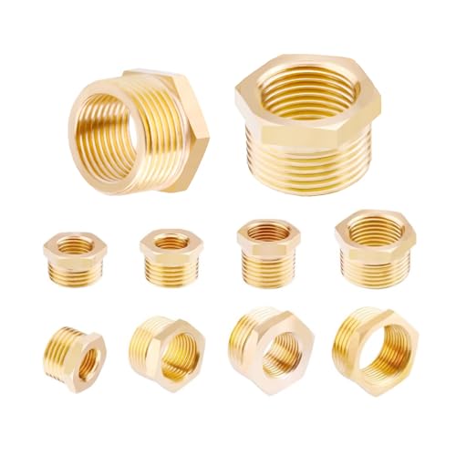AOPANDA Brass Reducing Hex Bushing 3/4 NPT male x 1/4 NPT female Pipe Fitting Reducer Adapter(Pack of 5) - Thumbnail 7