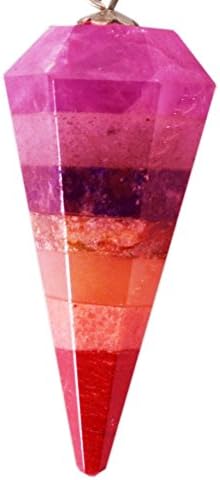 Purpledip Seven Chakra Pendulum: Reiki Healing Dowsing Divination Crystal Hexagon Point Stones Pendant (11051) - Image 5