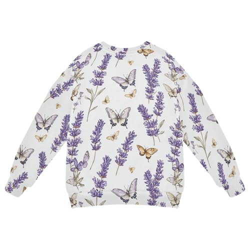 JUNZAN Rustic Lavender White Big Boys Hoodie Sweatshirt Crewneck Sweatshirts for Boys Sports 4T2