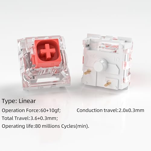 Image of Kailh Box Red Switches for Mechanical Keyboard,3-Pin 45gf Linear /Factory Lubed /Dust&Waterproof Switches(Kailh Box Red,36Pcs)