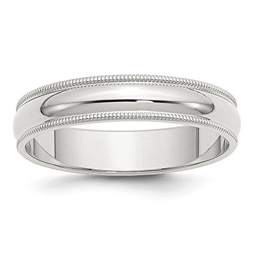 Solid 925 Sterling Silver 5mm Plain Classic Dome Milgrain Wedding Band Ring