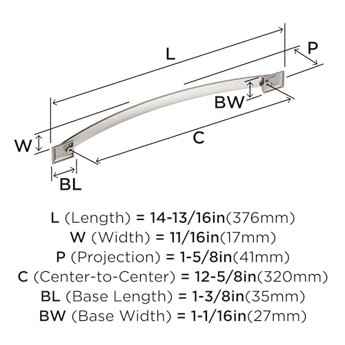Image of Amerock Candler 12-5 /8 inch (320mm) Center-to-Center Satin Nickel Cabinet Pull, BP29353G10