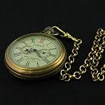 VIGOROSO-Mens-Vintage-Full-Copper-Hand-wind-Mechanical-Second24hours-Sub-dials-Pocket-Watch-in-box