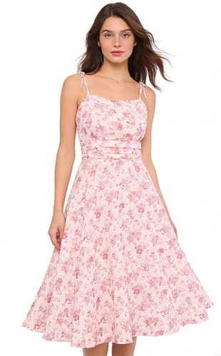 Image of Belle Poque Women's Spaghetti Strap Midi Vintage Tea Party Dress | Belle Poque Women's Spaghetti Strap Midi Vintage Tea Party Dress,A-line,Cocktail Dress,Graduation Homecoming Dress