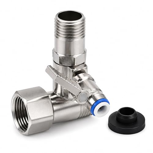 Adaptateur de raccordement d'eau en T 3/8 x 3/8 x 1/4 3/8" de 2 appareils pour réfrigérateur SBS, système d'osmose, filtre à eau et machine à café, robinet d'arrêt 3/8" vers 1/4"