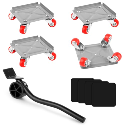 Kit Lève-Meuble 9 Pièces avec 4 Roues et Levier Rotatif 360°, Capacité 600KG pour Déménagement Meubles Lourds