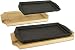 Produktbild airel Pack 2 Pfanne Gusseisen | Gusseisenpfanne Klein | Eisenpfanne mit Holzbrett | Pfanne Braten Eisen | Servierpfannen Gusseisen | Rechteckig Eisenpfanne 27x15 cm