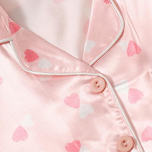 Umeyda Girls' 2-Piece Short Sleeve Satin Pajamas Set, 6-12 Years3