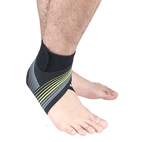 1PC Ankle Support Brace Elastic Adjustment Ankle Protection Foot Bandage Sprain Prevention Sport Fitness Guard Band Prevention (Color : Green-right Foot, Size : XL)