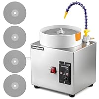 Mxmoonant 6-Zoll-Flachschleifmaschine 2980 U/min mit 5 Schleifscheiben, einstellbare Richtung und Geschwindigkeit, ideal für Edelsteine