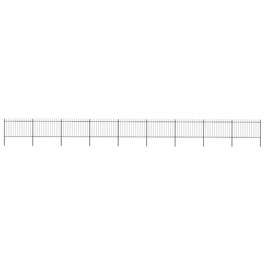 Ogrodzenie ogrodowe z grotem włóczni, stal malowana proszkowo, długość 15,3 m, wysokość 170 cm, czarne, do ogrodu, na podwórko i działkę, trwałe i bezpieczne