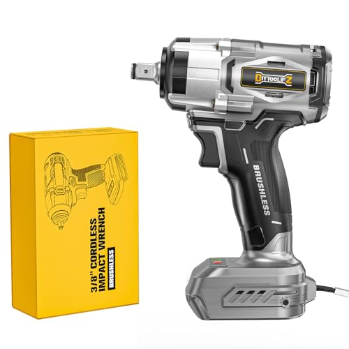Image of DIYtoolifz Cordless Impact Wrench 1 /2 inch Compatible with Dewalt 20v Battery (Bare Tool), 300 FT-LBS (400 N.m) Brushless Impact Driver, Portable Electric Impact Gun with LED Work Light, 3-Speed Control
