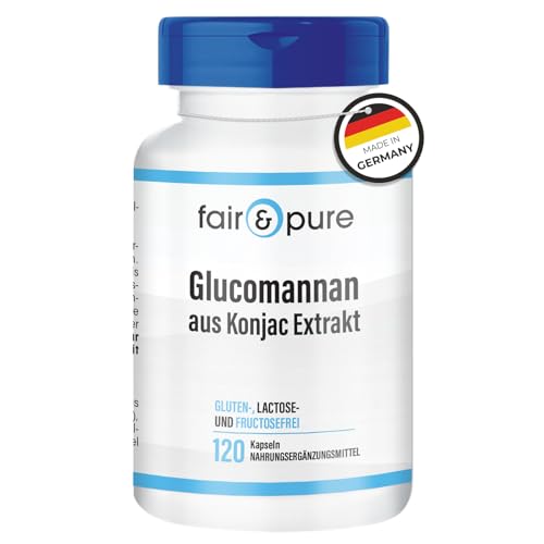 Fair & Pure® - Glucomanano 500mg - Extracto de Raíz de Konjac en polvo - Natural y vegano - Alta pureza - 120 Cápsulas