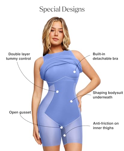 Image of Popilush Built-in Bra Shapewear Maxi Dresses for Women Sleeveless