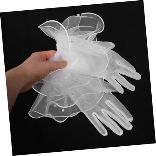 Didiseaon 1Pair Elegant White Tulle Gloves for Women Lightweight Sheer Evening Gloves for Weddings Tea Parties and Costumes Comfortable and Breathable Design with Meticulous Craftsmanship4