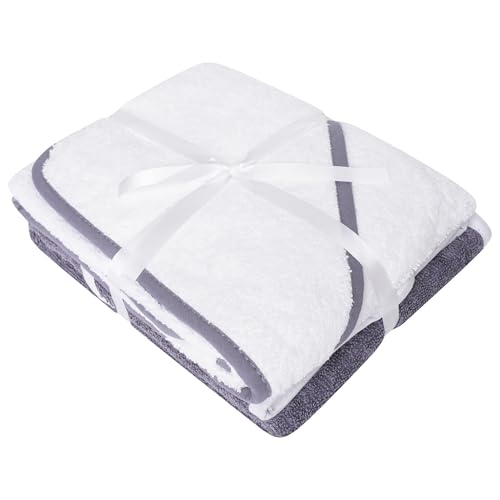 Sasma Home - 2 toallas con capucha para bebé, 100 % algodón, toallas de baño suaves y absorbentes para niños (color blanco y gris)
