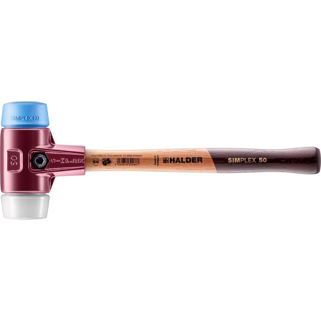 Maillet SIMPLEX, TPE souple/superplastique; avec boîtier en fonte malléable et manche en bois de haute qualité | D=50 mm | 3017.050