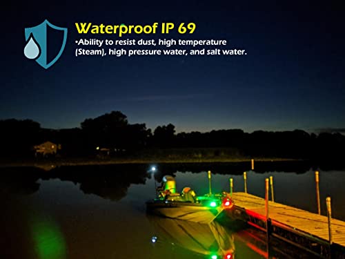 Tree Leds Marine Boat led Navigation Stern Bow Lights Waterproof for Boat, Kayak, Starboard, Small & Big Watercraft 12V DC Red and Green Stripe Kit Long-Life Lenses Durability - Thumbnail 6