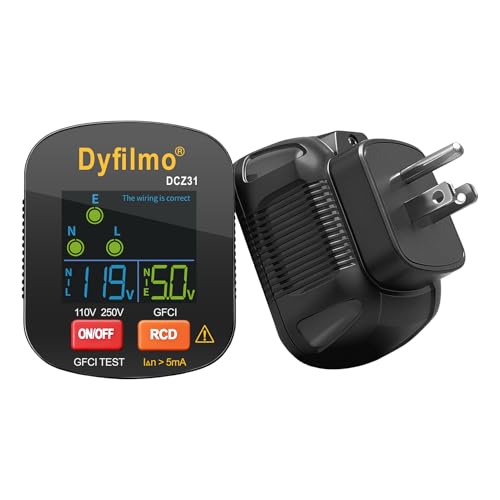 Outlet Tester - GFCI Receptacle Wiring Detector with LCD Display, Voltage Socket Checker, Electrical Diagnostic Tool for 110V-250V AC Home Outlets