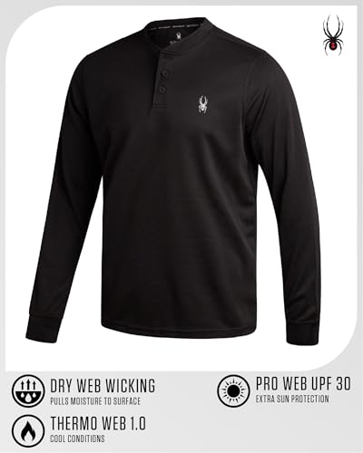 Spyder Mens Thermal Long Sleeve Shirt - Moisture Wicking Henley Shirts for Men with UP 30 Dri Fit Long Sleeve Shirts for Men3