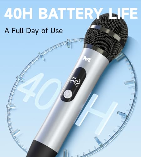 Image of Wireless Microphones for Karaoke Machine, 2 Rechargeable Metal Dynamic Microphones with Receiver, 200FT Stable Wireless Range, 40H Battery Life, Plug and Play for PA Speaker, Amplifier, Church, Party