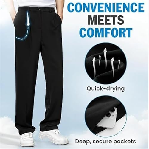 Fleurosta Mens Pants, Easemotions Super Stretch Ice Silk Comfort Pants, Lightweight Quick-Dry Relaxed Fit 5