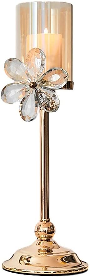 candle-holder Metal Retro Flower Candlestick Candlelight Dinner Props Light Luxury Candlestick Home Simple Modern Decoration to Send Candles*1 candlestick(Small), 20010125