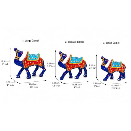 Image of eCraftIndia Handcrafted Multicolor Camel Showpiece Set of 3 for Home Decor | Traditional Rajasthani Miniature Camel Figurines | Decorative Table Accent, Office Desk & Gifting Item