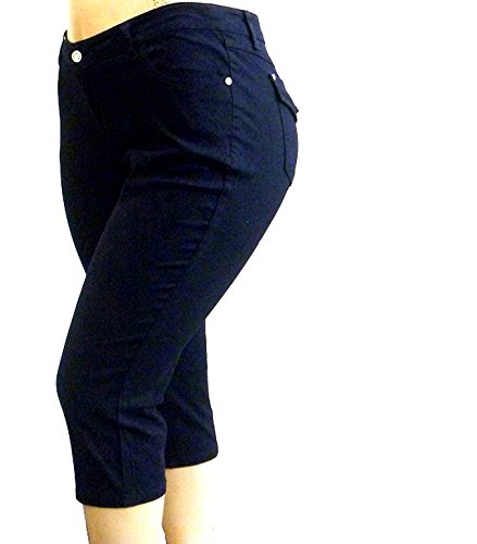 Womens Plus Size Stretchy Premium Twill Jeans Capri Pants4