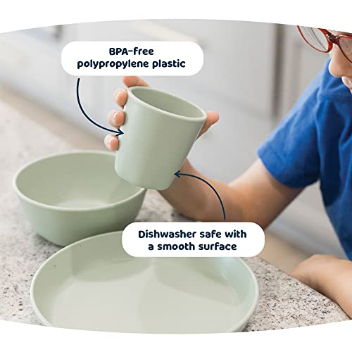 Tiny Twinkle Tableware 3 Pack Dish Set- Bpa-Free Cups, Plates And Bowls Sets For Kids And Toddlers - Polypropylene Plastic Dinnerware Set (Sage, Charcoal, Iceblue - Cups) #TOP3