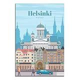 Finnland Helsinki Kopenhagen Vintage Reiseposter Kathedrale 